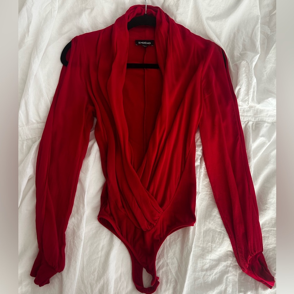 Bebe Red Women's Plunge Top